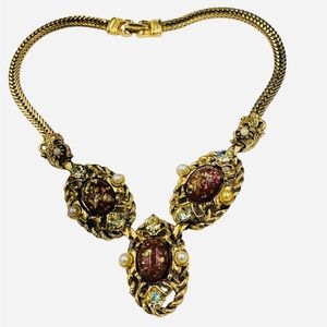 Vintage Selro Confetti Lucite Rhinestone Necklace